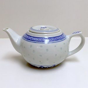 Ceramic Chinese Teapot with Painted Design